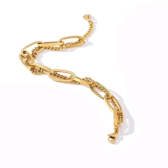 2ND Re-Stock❗️NEW 18k Gold Double Layered Chunky Bracelet - Picture 2 of 7